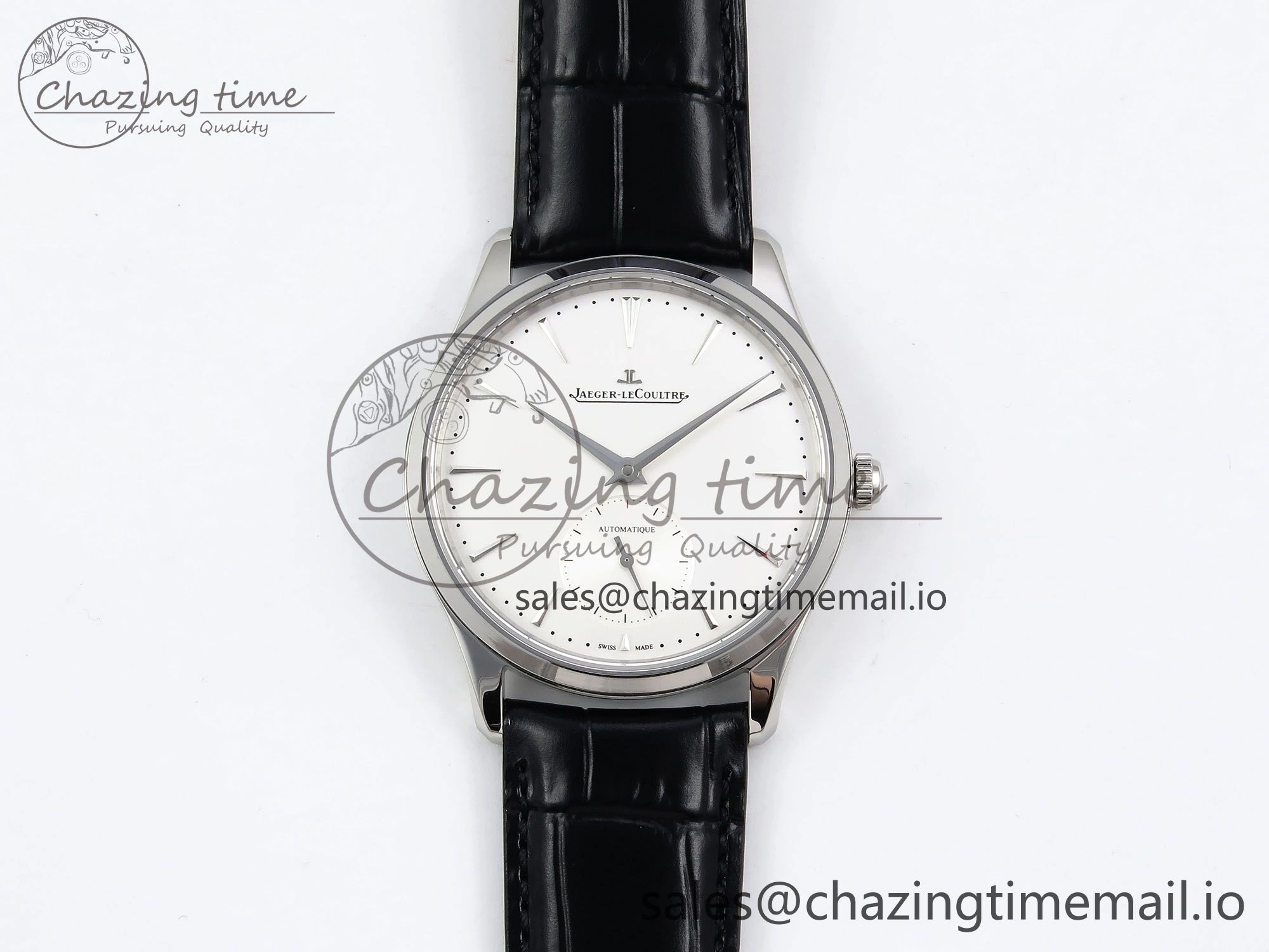 Master Ultra Thin Small Second SS APSF 1:1 Best Edition White Dial on Black Leather Strap SA896 Super Clone