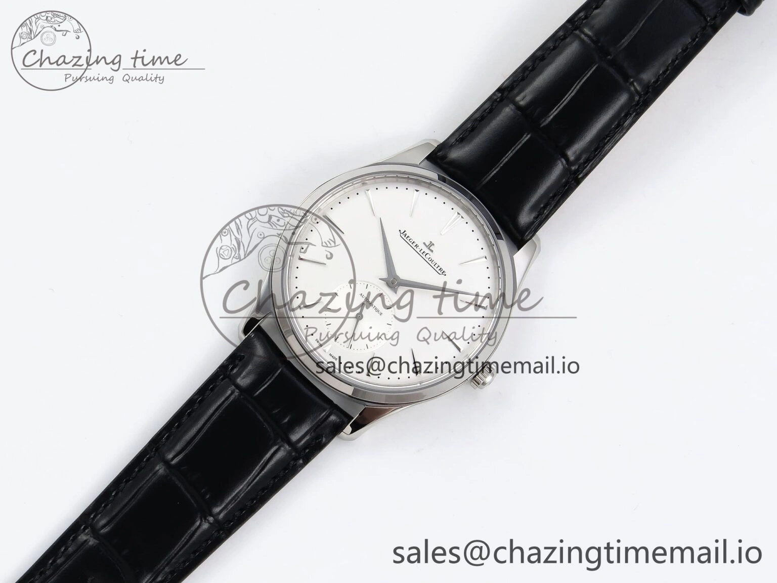 Master Ultra Thin Small Second SS APSF 1:1 Best Edition White Dial on Black Leather Strap SA896 Super Clone