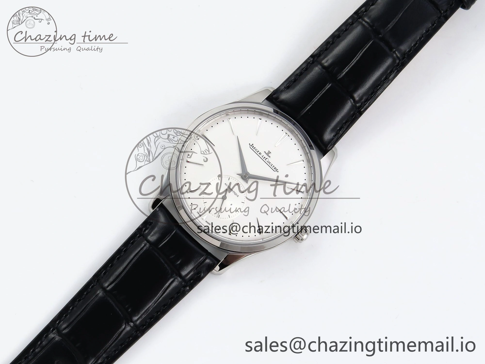 Master Ultra Thin Small Second SS APSF 1:1 Best Edition White Dial on Black Leather Strap SA896 Super Clone