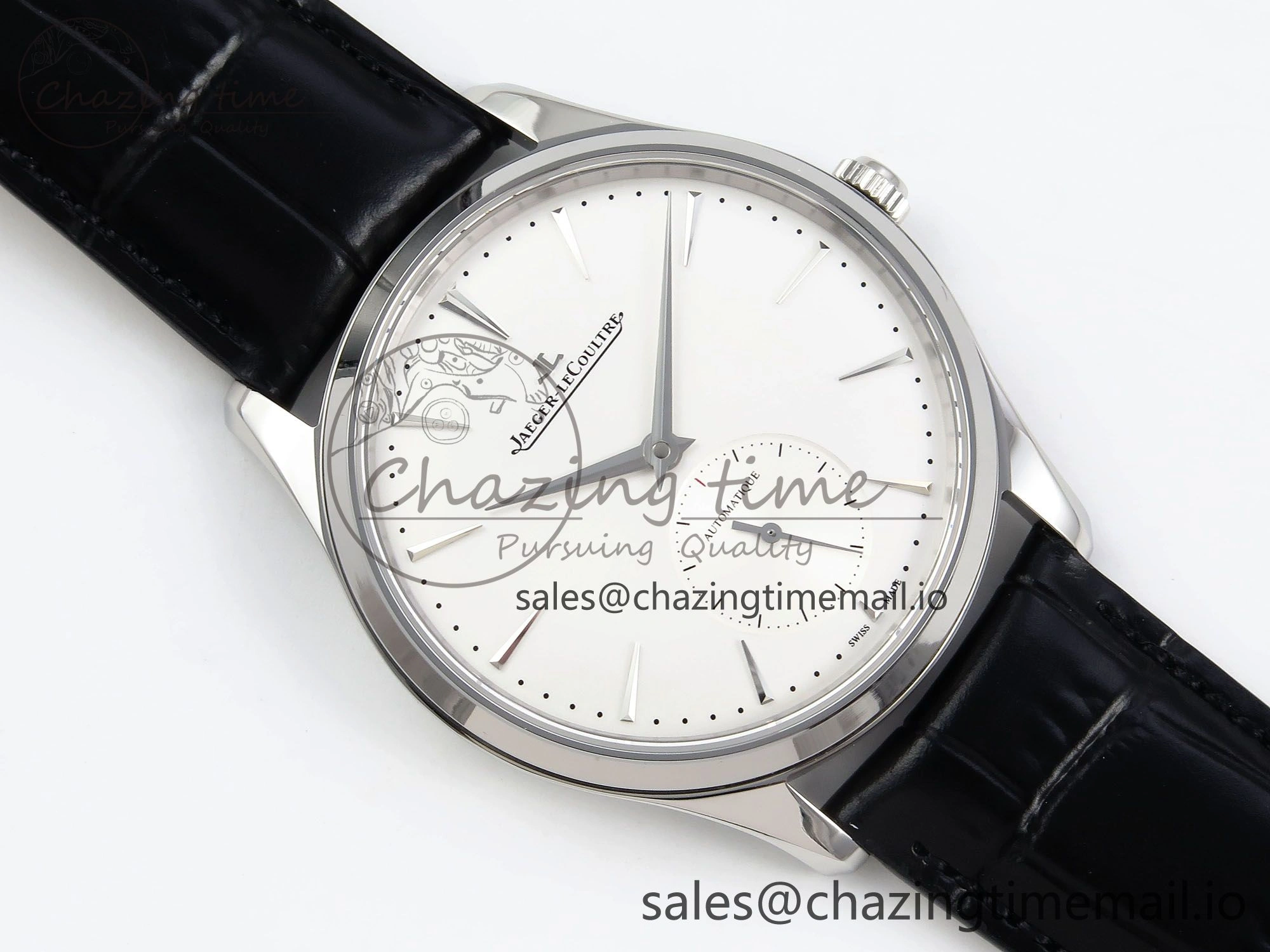 Master Ultra Thin Small Second SS APSF 1:1 Best Edition White Dial on Black Leather Strap SA896 Super Clone