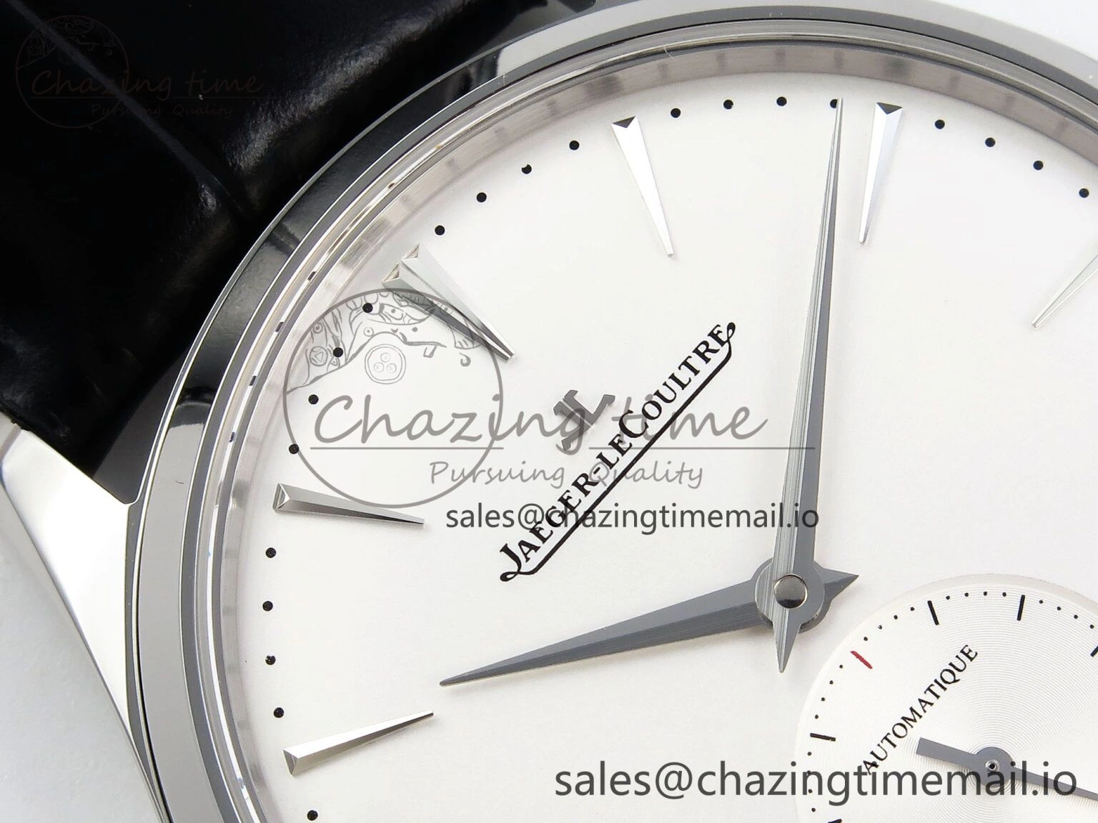 Master Ultra Thin Small Second SS APSF 1:1 Best Edition White Dial on Black Leather Strap SA896 Super Clone