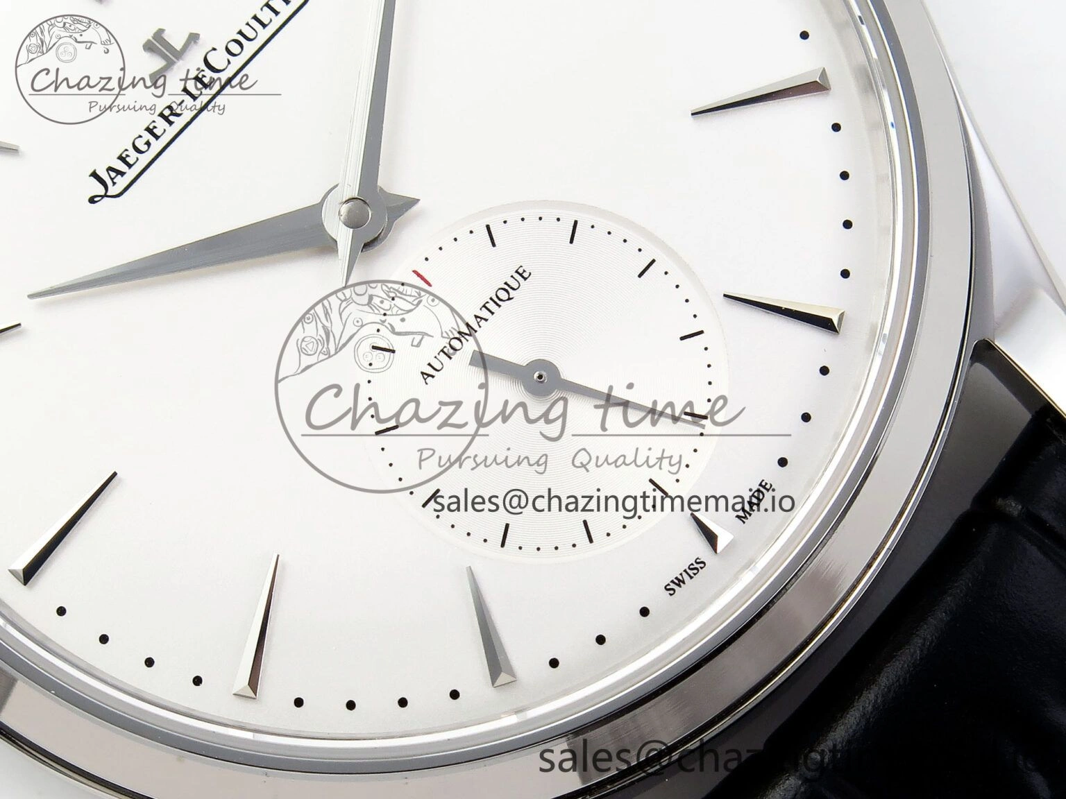 Master Ultra Thin Small Second SS APSF 1:1 Best Edition White Dial on Black Leather Strap SA896 Super Clone