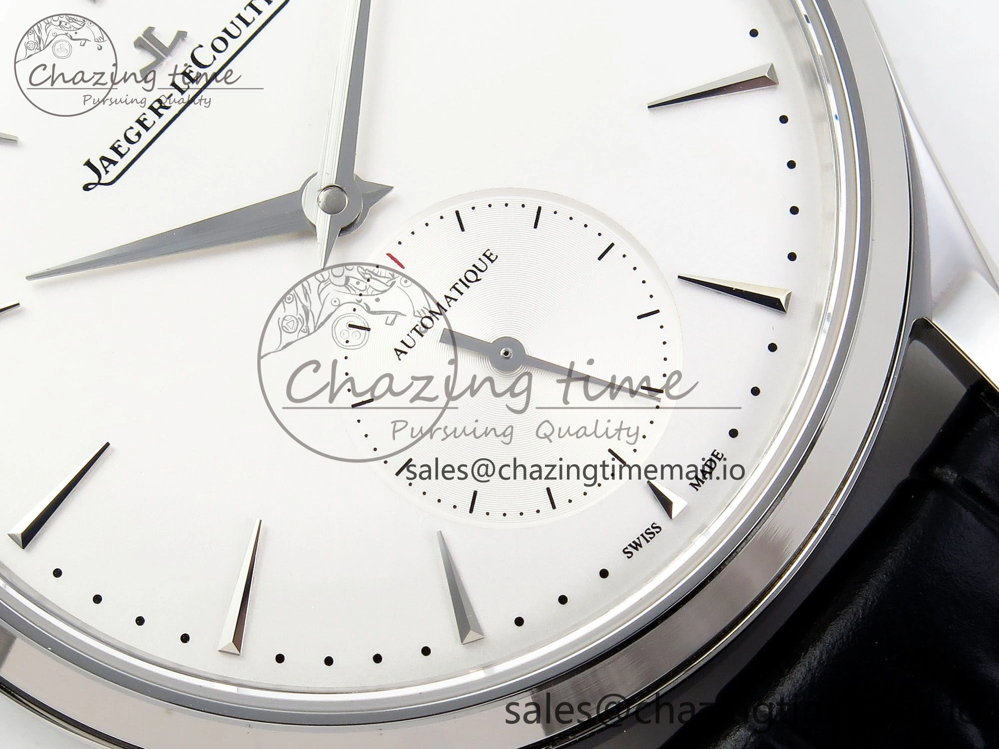 Master Ultra Thin Small Second SS APSF 1:1 Best Edition White Dial on Black Leather Strap SA896 Super Clone