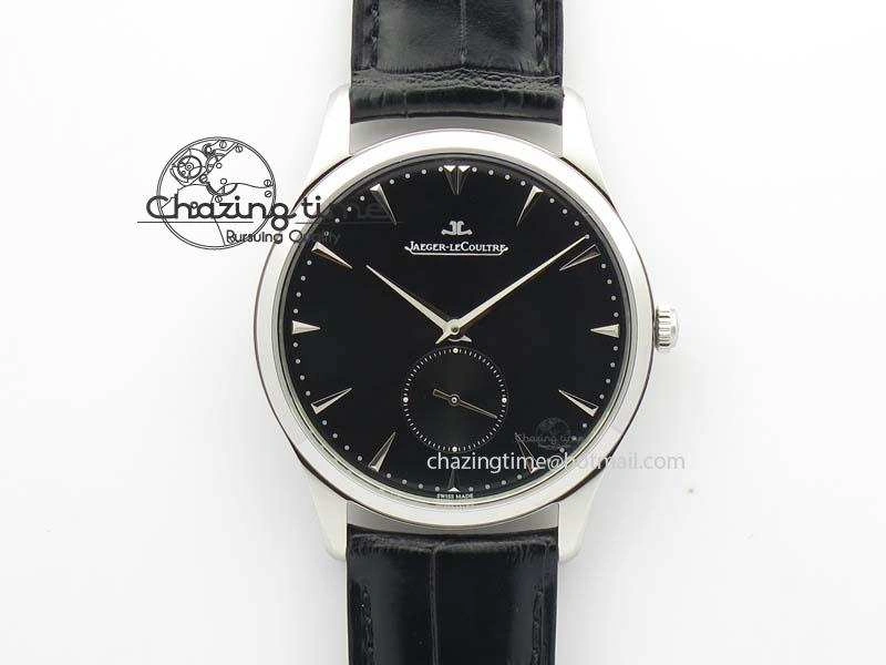 Master Ultra Thin Small Second SS ZF 1:1 Best Edition Black Dial On Black Leather Strap