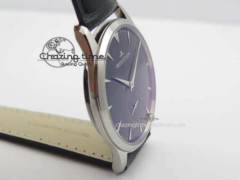 Master Ultra Thin Small Second SS ZF 1:1 Best Edition Black Dial On Black Leather Strap