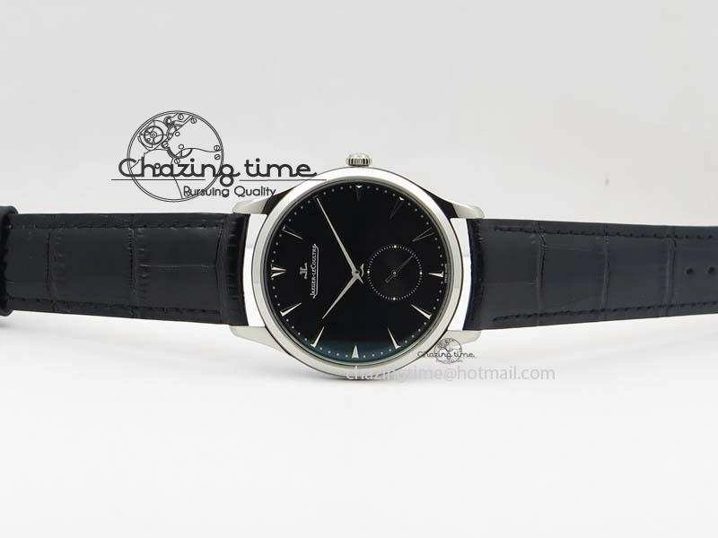 Master Ultra Thin Small Second SS ZF 1:1 Best Edition Black Dial On Black Leather Strap