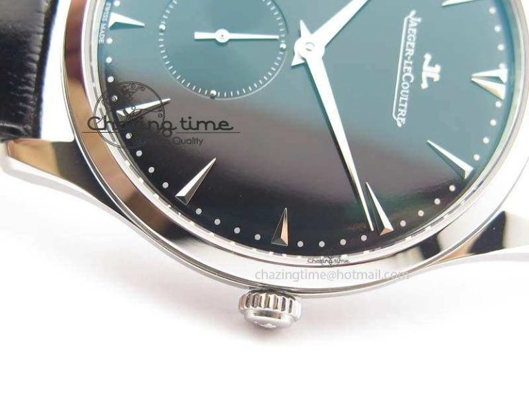 Master Ultra Thin Small Second SS ZF 1:1 Best Edition Black Dial On Black Leather Strap