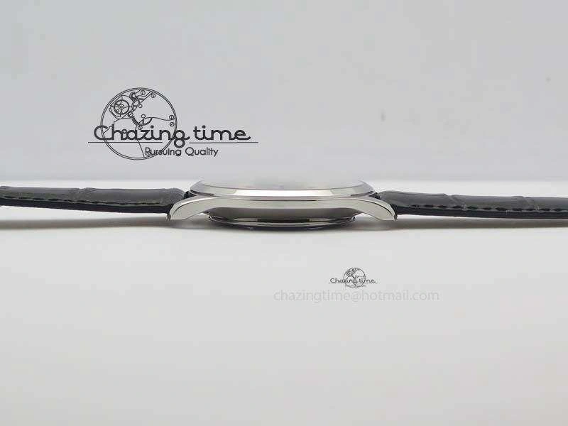 Master Ultra Thin Small Second SS ZF 1:1 Best Edition Black Dial On Black Leather Strap