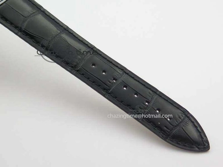 Master Ultra Thin Small Second SS ZF 1:1 Best Edition Black Dial On Black Leather Strap