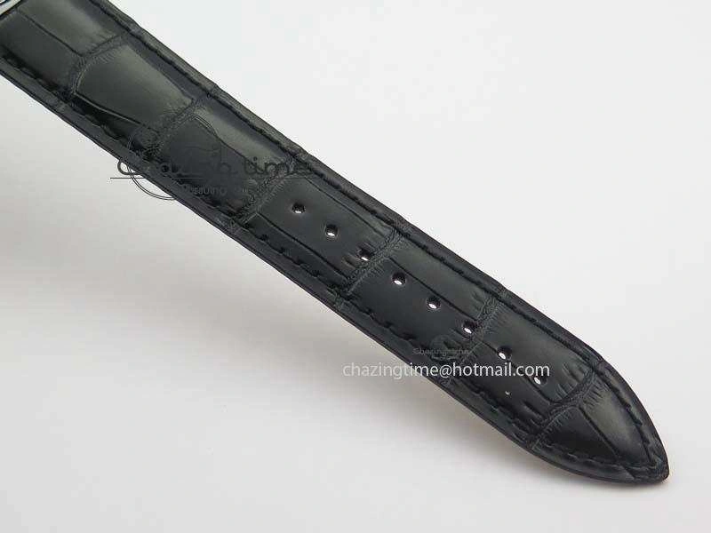 Master Ultra Thin Small Second SS ZF 1:1 Best Edition Black Dial On Black Leather Strap