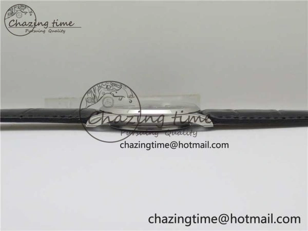Master Ultra Thin Small Second SS ZF 1:1 Best Edition Black Dial on Black Leather Strap A896