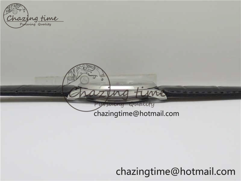 Master Ultra Thin Small Second SS ZF 1:1 Best Edition Black Dial on Black Leather Strap A896