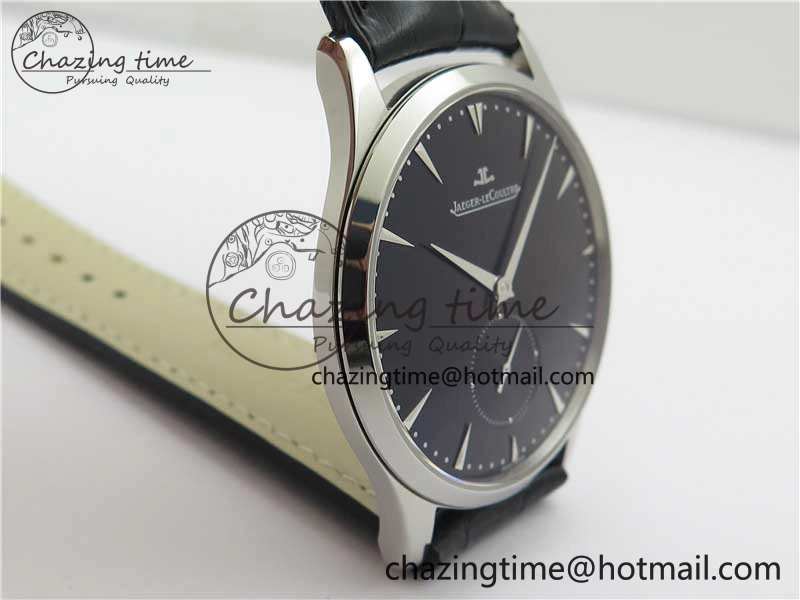 Master Ultra Thin Small Second SS ZF 1:1 Best Edition Black Dial on Black Leather Strap A896