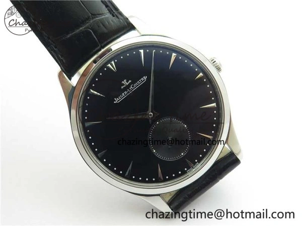 Master Ultra Thin Small Second SS ZF 1:1 Best Edition Black Dial on Black Leather Strap A896