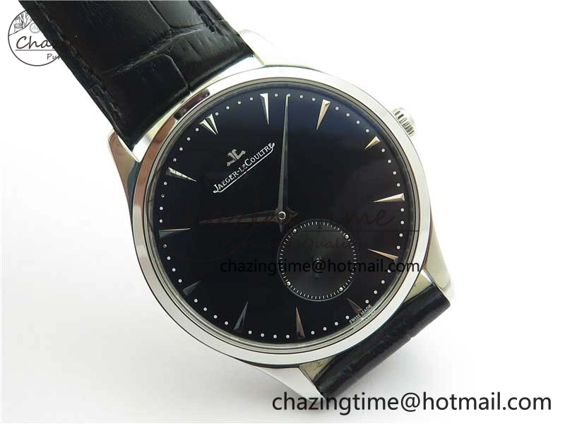 Master Ultra Thin Small Second SS ZF 1:1 Best Edition Black Dial on Black Leather Strap A896