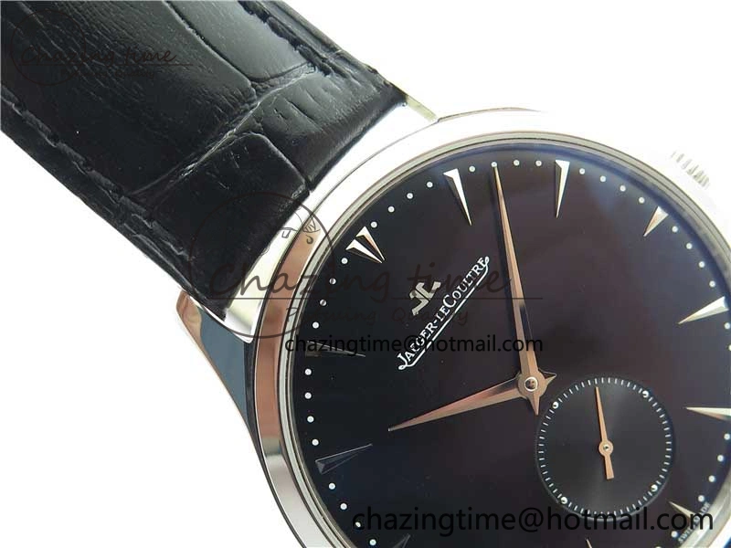 Master Ultra Thin Small Second SS ZF 1:1 Best Edition Black Dial on Black Leather Strap A896