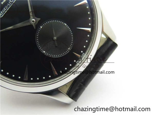 Master Ultra Thin Small Second SS ZF 1:1 Best Edition Black Dial on Black Leather Strap A896