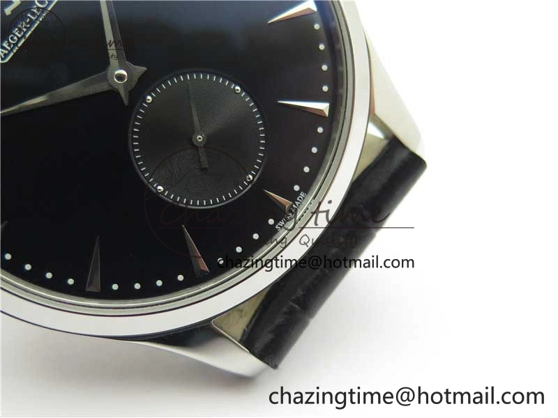 Master Ultra Thin Small Second SS ZF 1:1 Best Edition Black Dial on Black Leather Strap A896