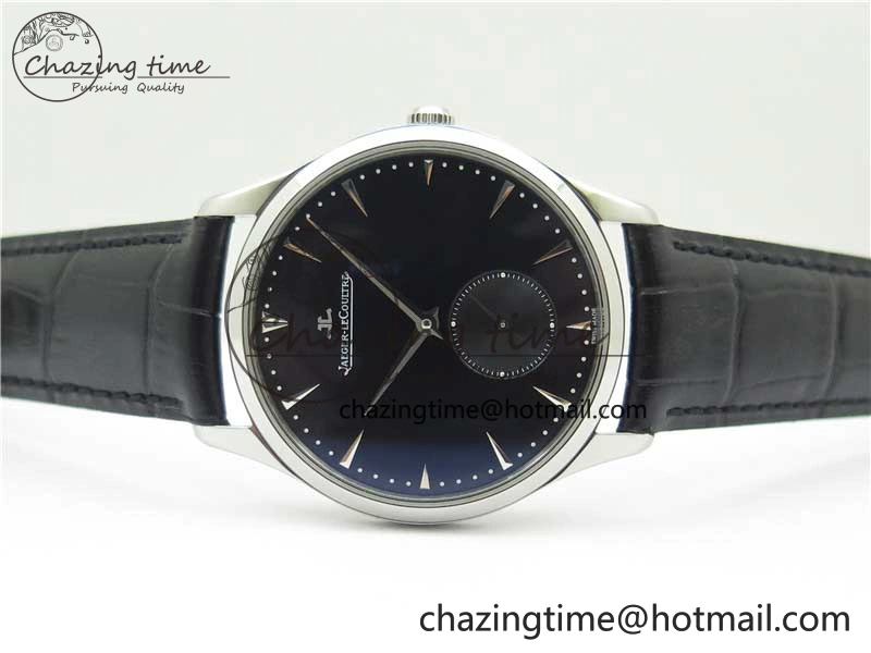Master Ultra Thin Small Second SS ZF 1:1 Best Edition Black Dial on Black Leather Strap A896