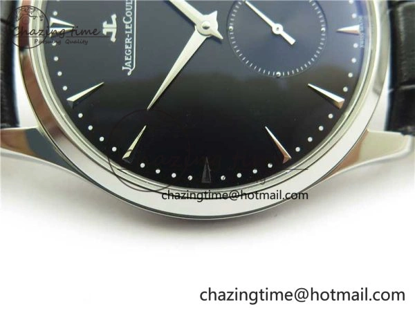 Master Ultra Thin Small Second SS ZF 1:1 Best Edition Black Dial on Black Leather Strap A896