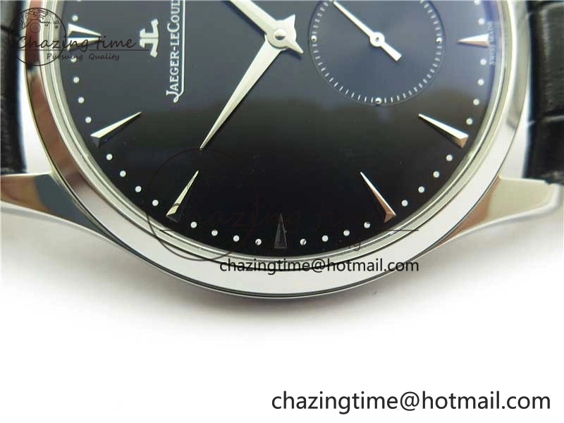 Master Ultra Thin Small Second SS ZF 1:1 Best Edition Black Dial on Black Leather Strap A896