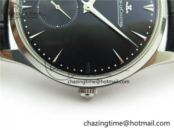 Master Ultra Thin Small Second SS ZF 1:1 Best Edition Black Dial on Black Leather Strap A896