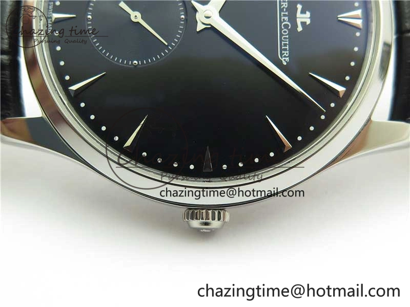 Master Ultra Thin Small Second SS ZF 1:1 Best Edition Black Dial on Black Leather Strap A896