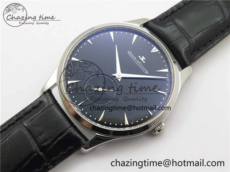 Master Ultra Thin Small Second SS ZF 1:1 Best Edition Black Dial on Black Leather Strap A896