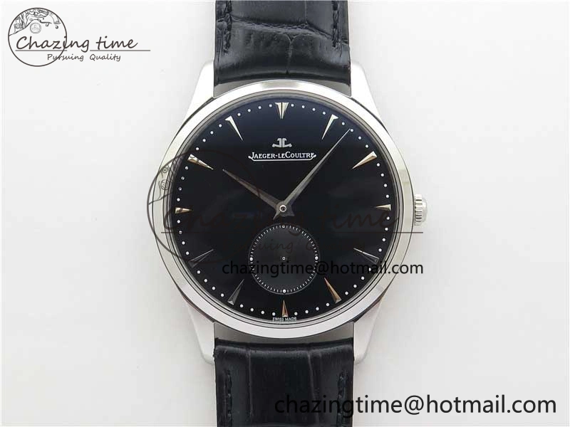 Master Ultra Thin Small Second SS ZF 1:1 Best Edition Black Dial on Black Leather Strap A896