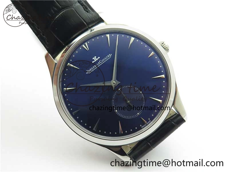 Master Ultra Thin Small Second SS ZF 1:1 Best Edition Blue Dial on Black Leather Strap A896