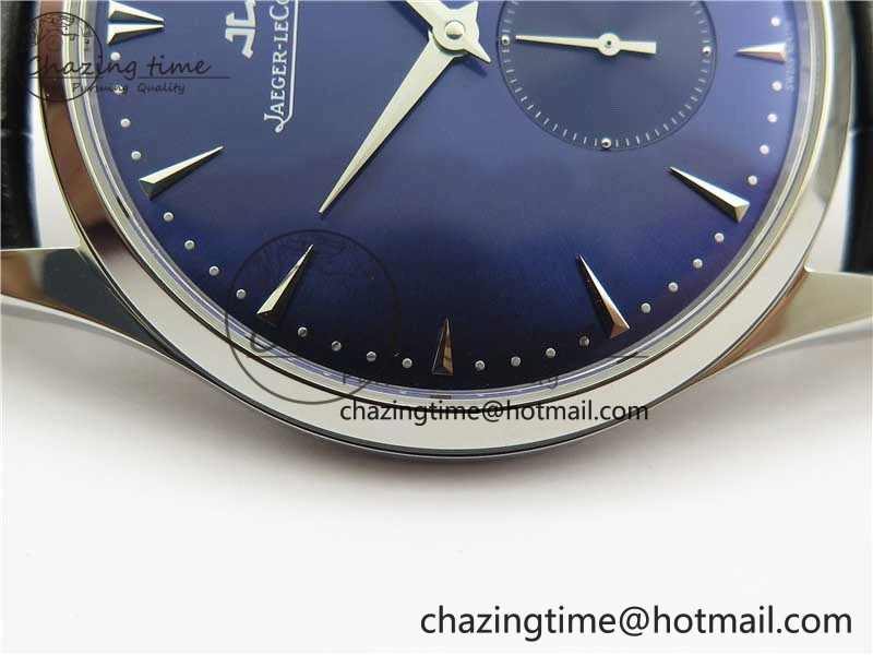 Master Ultra Thin Small Second SS ZF 1:1 Best Edition Blue Dial on Black Leather Strap A896