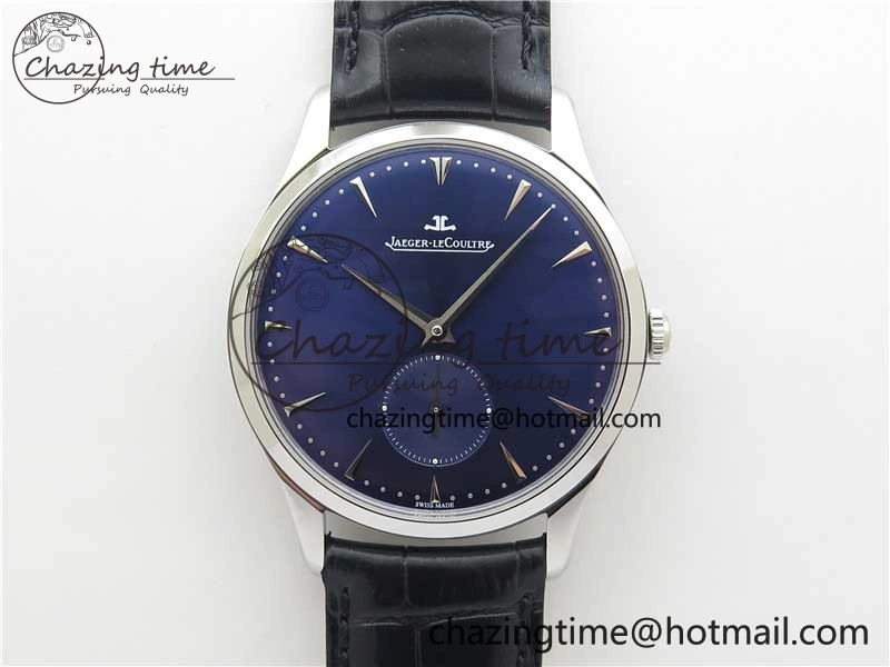 Master Ultra Thin Small Second SS ZF 1:1 Best Edition Blue Dial on Black Leather Strap A896