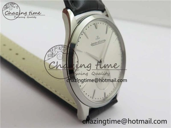 Master Ultra Thin Small Second SS ZF 1:1 Best Edition White Dial on Black Leather Strap A896