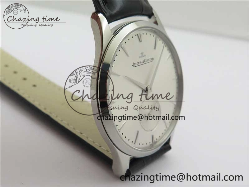 Master Ultra Thin Small Second SS ZF 1:1 Best Edition White Dial on Black Leather Strap A896