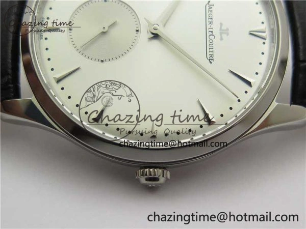 Master Ultra Thin Small Second SS ZF 1:1 Best Edition White Dial on Black Leather Strap A896
