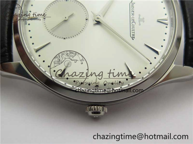 Master Ultra Thin Small Second SS ZF 1:1 Best Edition White Dial on Black Leather Strap A896