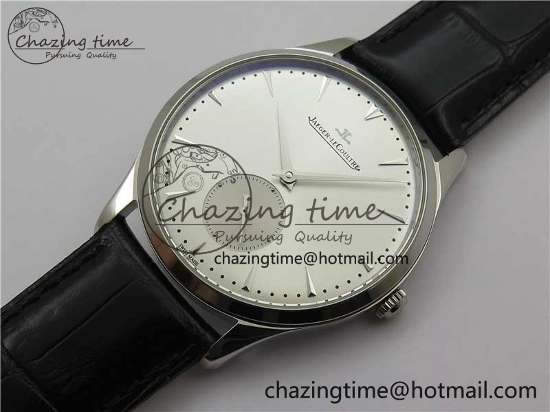 Master Ultra Thin Small Second SS ZF 1:1 Best Edition White Dial on Black Leather Strap A896