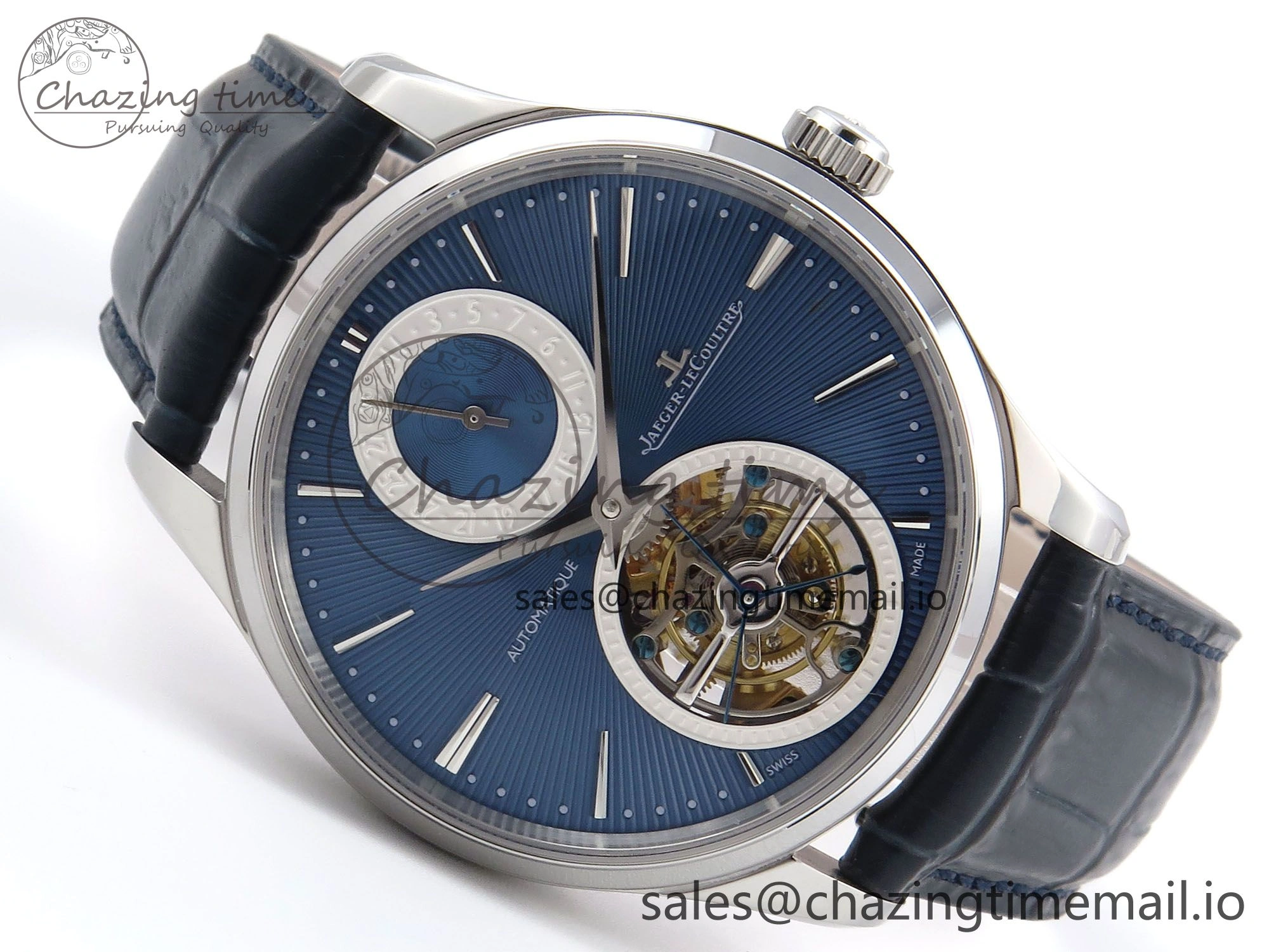 Master Ultra Thin Tourbillon SS APSF Best Edition Blue Dial on Blue Leather Strap