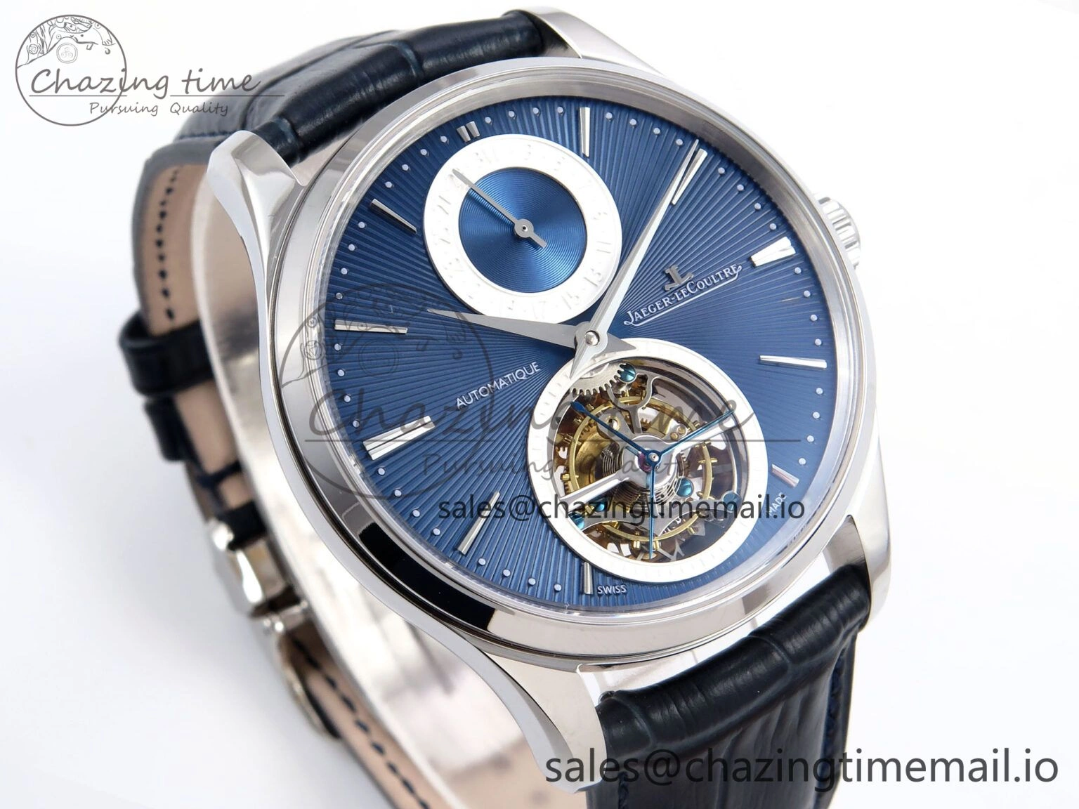 Master Ultra Thin Tourbillon SS APSF Best Edition Blue Dial on Blue Leather Strap