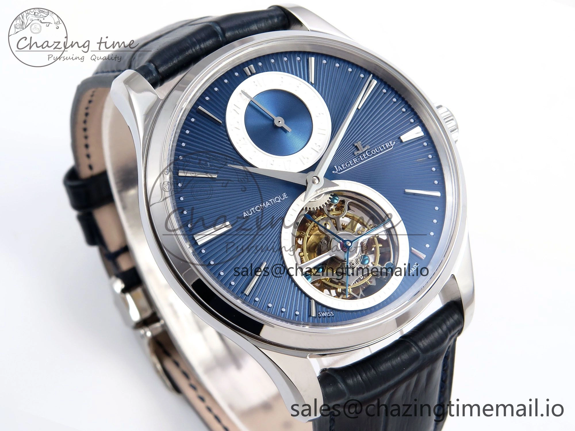 Master Ultra Thin Tourbillon SS APSF Best Edition Blue Dial on Blue Leather Strap