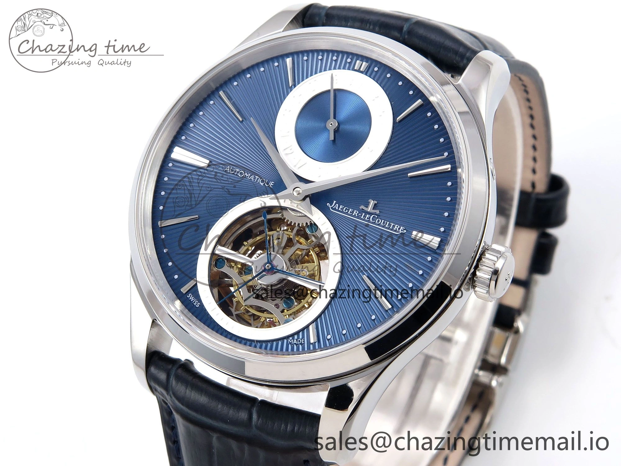 Master Ultra Thin Tourbillon SS APSF Best Edition Blue Dial on Blue Leather Strap