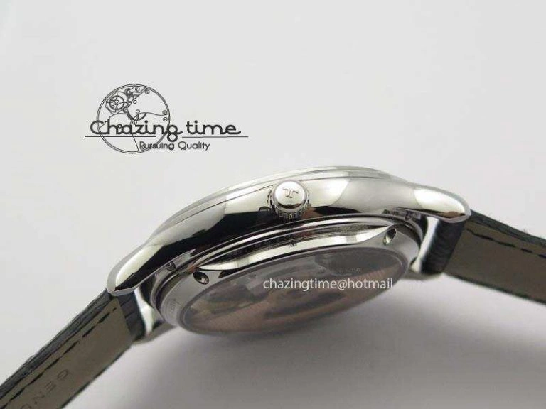 Master Ultra Thin Tourbillon SS Black Dial On Black Leather Strap
