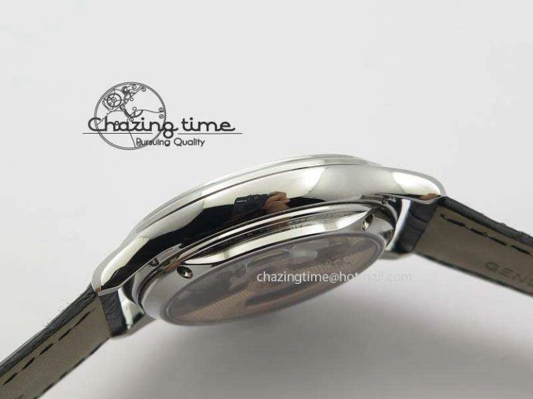 Master Ultra Thin Tourbillon SS Black Dial On Black Leather Strap