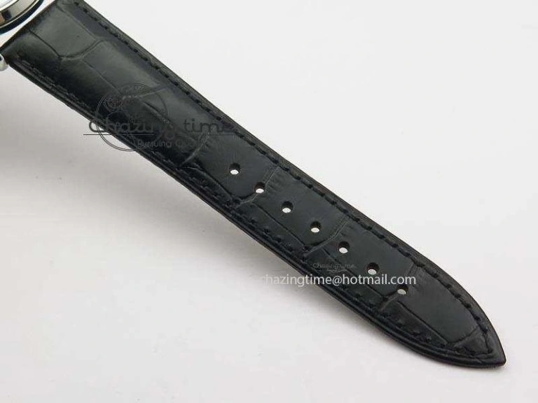 Master Ultra Thin Tourbillon SS Black Dial On Black Leather Strap