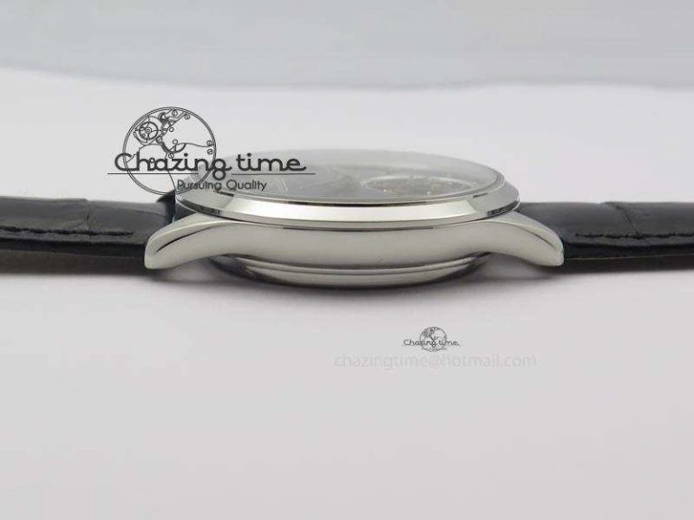 Master Ultra Thin Tourbillon SS Black Dial On Black Leather Strap