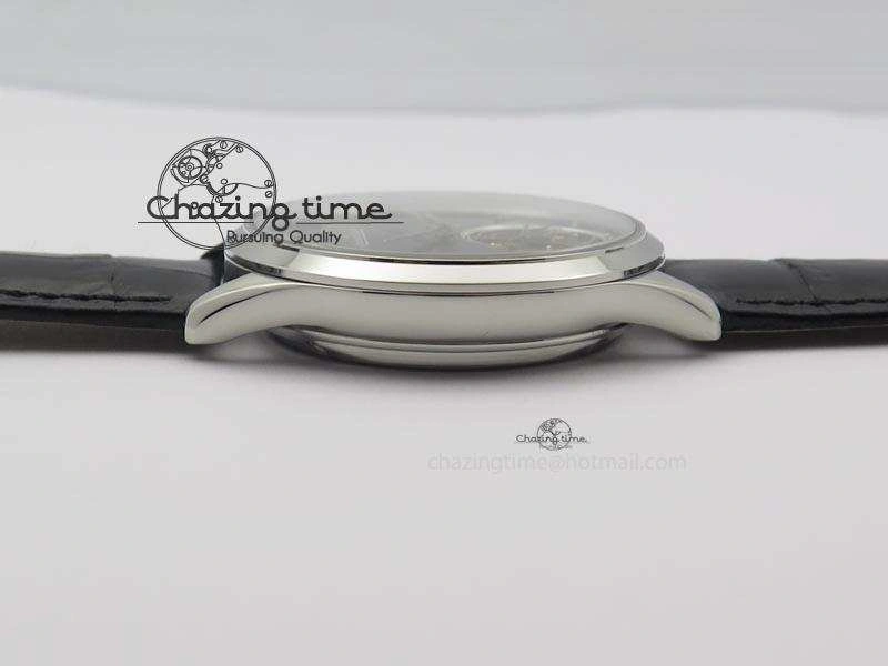 Master Ultra Thin Tourbillon SS Black Dial On Black Leather Strap