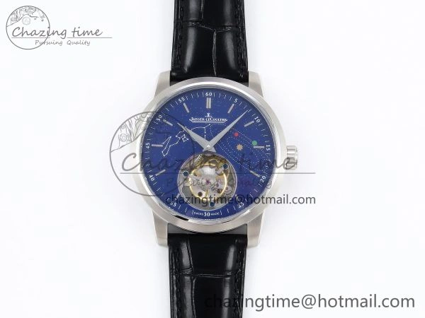Master Ultra Thin Tourbillon SS RMS Best Edition Blue Solar System Dial on Black Leather Strap