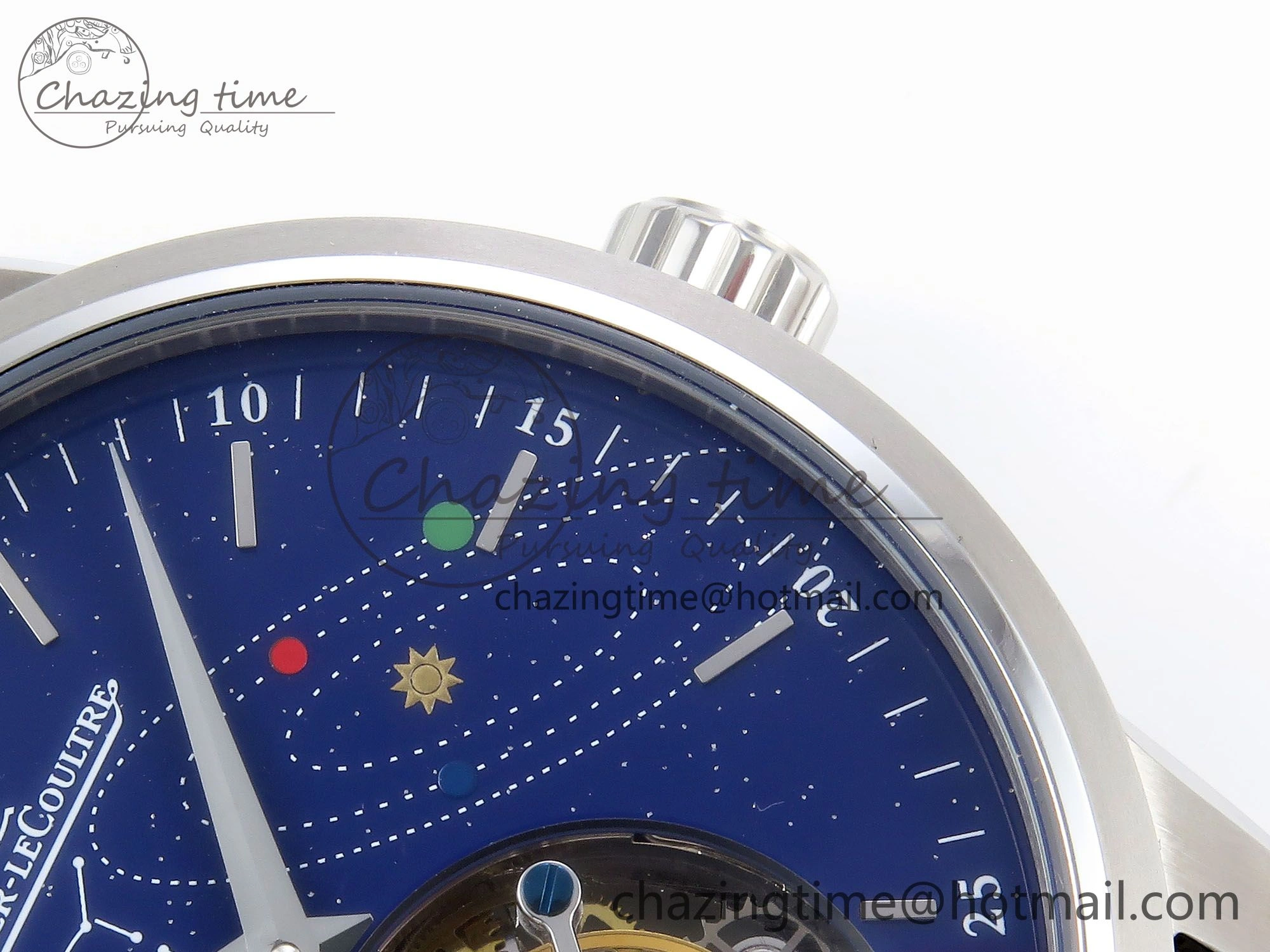 Master Ultra Thin Tourbillon SS RMS Best Edition Blue Solar System Dial on Black Leather Strap