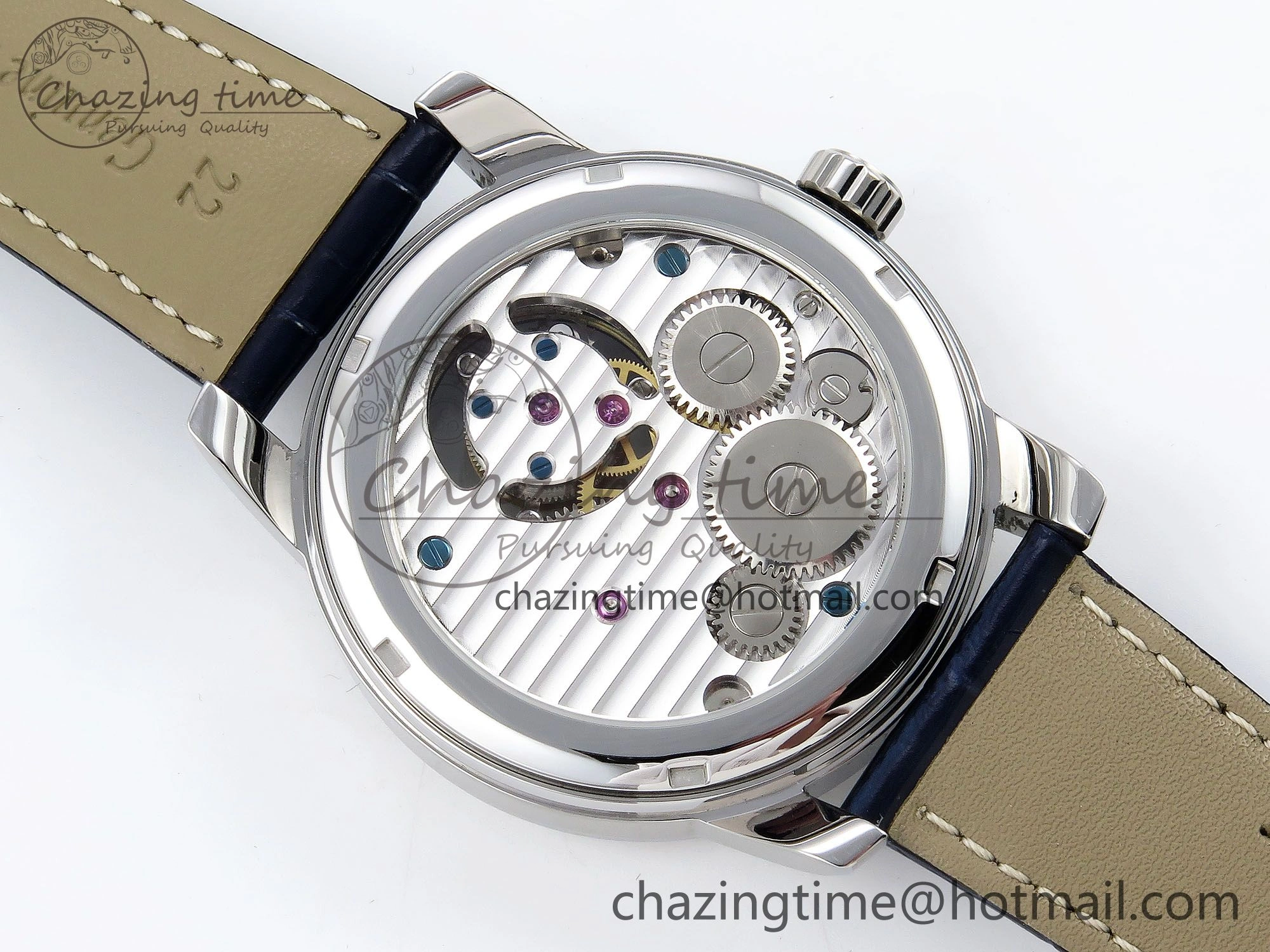 Master Ultra Thin Tourbillon SS RMS Best Edition Blue Solar System Dial on Blue Leather Strap
