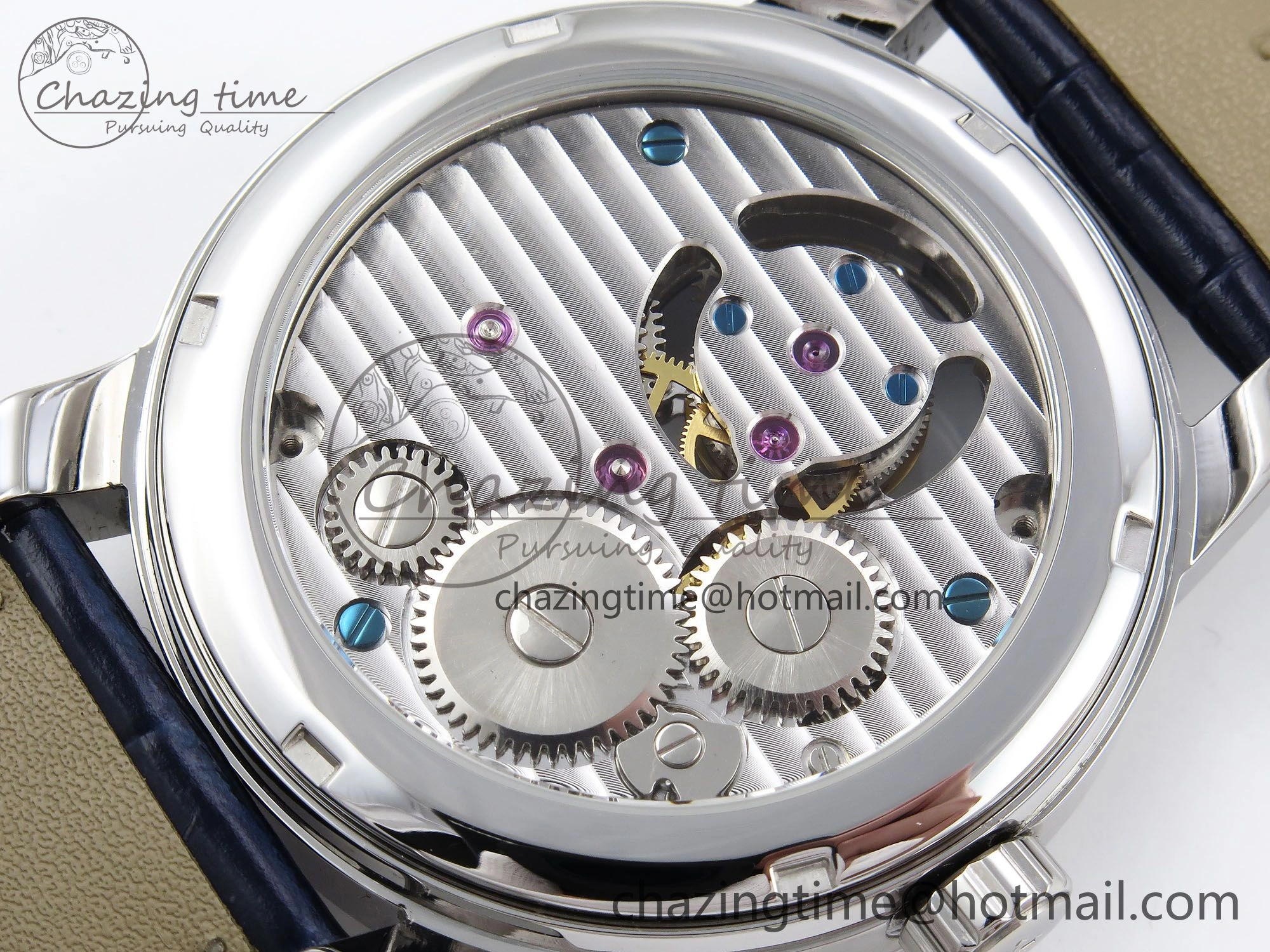 Master Ultra Thin Tourbillon SS RMS Best Edition Blue Solar System Dial on Blue Leather Strap